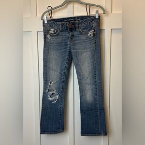 American Eagle Women's Low Rise Stretch Skinny Flare Jeans Size 0 Vtg 2000's